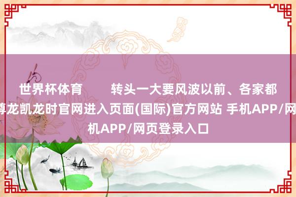 世界杯体育 转头一大要风波以前、各家都缓慢了点-尊龙凯龙时官网进入页面(国际)官方网站 手机APP/网页登录入口
